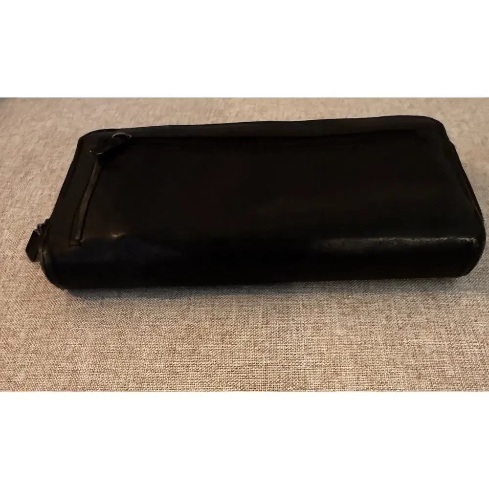 Vintage Brighton Black Leather Zip Around Wallet Checkbook